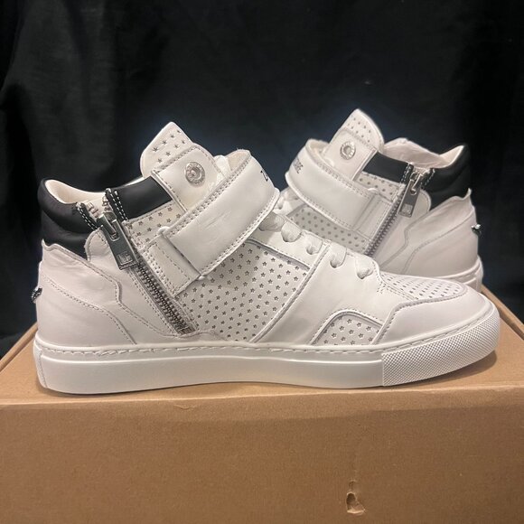 NWT ZADIG & VOLTAIRE FLASH MID TOP SNEAKER IN WHITE SZ 40 - Picture 4 of 9